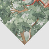 Waterverf Aziatische Pagode in Verdant Landschap ( Tissuepapier (Detail)