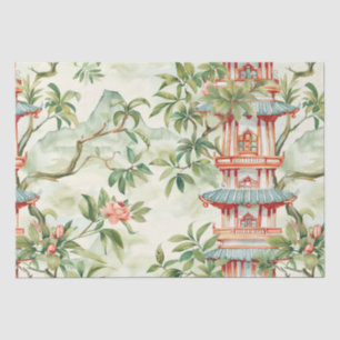 Waterverf Aziatische Pagode in Verdant Landschap ( Tissuepapier