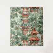 Waterverf Aziatische Pagode in Verdant Landschap ( Wandkleed (Voorkant)