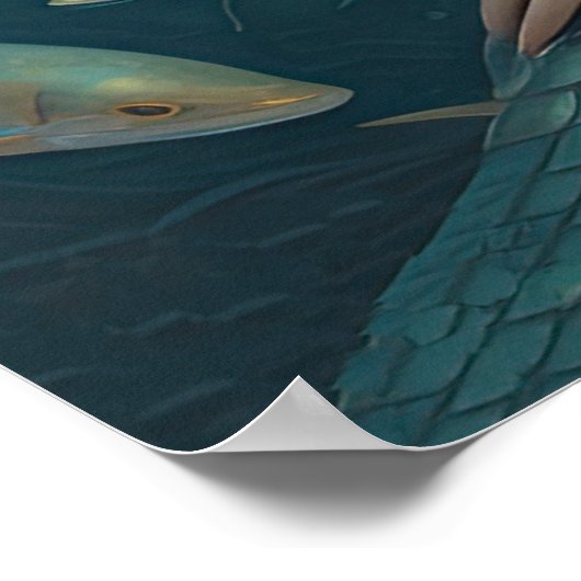 Waterverf Aziatische zeemeermin Poster (Hoek)