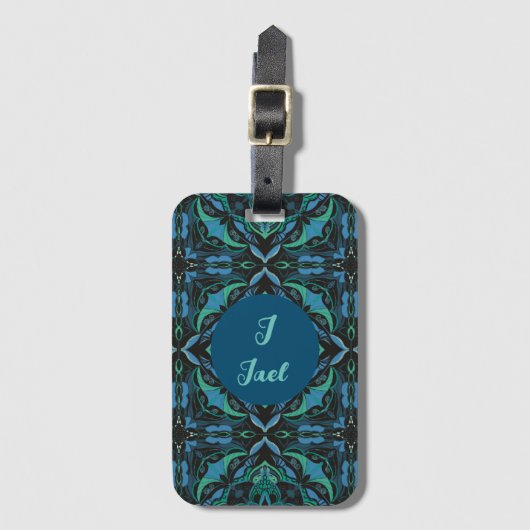 Waterverf Azulejo Black Spaans gepersonaliseerd Bagagelabel (Voorkant (verticaal))