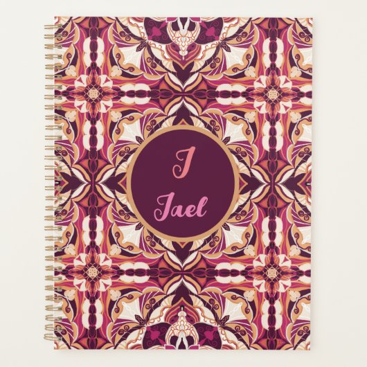 Waterverf Azulejo Red Spaans gepersonaliseerd Planner (Voorkant)