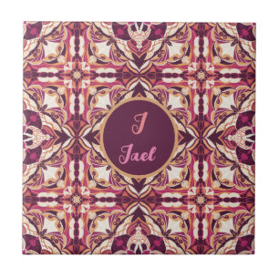 Waterverf Azulejo Red Spaans gepersonaliseerd Tegeltje