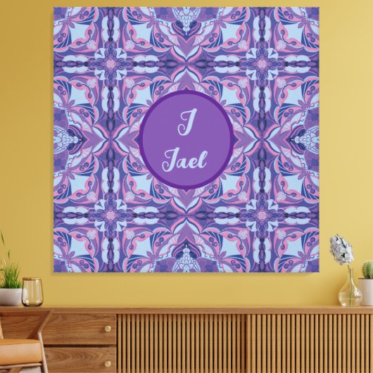 Waterverf Azulejo Violet Spaans Gepersonaliseerd Canvas Afdruk (Insitu (Woonkamer))