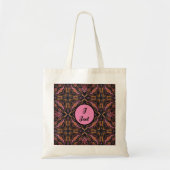 Waterverf Azulejo Zwart en Roze Spaans Tote Bag (Voorkant)