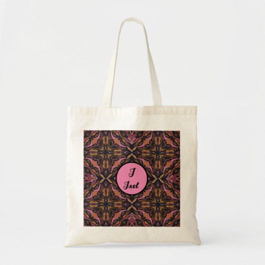 Waterverf Azulejo Zwart en Roze Spaans Tote Bag (Voorkant)
