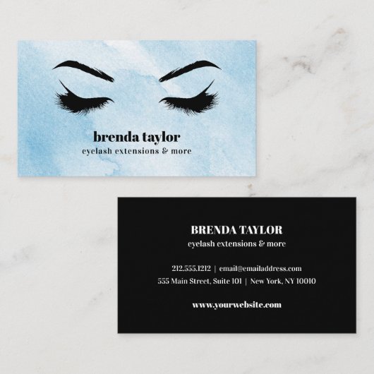 Waterverf Azure Chic Eyelash Browbar professional Visitekaartje (Voorkant / Achterkant)