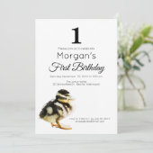 Waterverf Baby 1e verjaardag Uitnodiging (Staand voorkant)