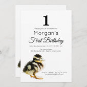 Waterverf Baby 1e verjaardag Uitnodiging (Voorkant / Achterkant)