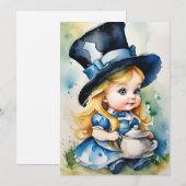 Waterverf Baby Alice in Wonderland Feestdagenkaart (Voorkant / Achterkant)