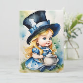 Waterverf Baby Alice in Wonderland Feestdagenkaart (Staand voorkant)