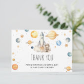 Waterverf Baby Astronaut Space Baby shower Dank Kaart (Staand voorkant)