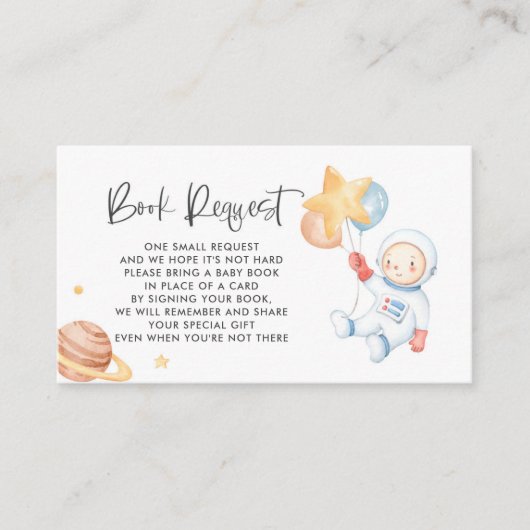 Waterverf Baby Astronaut Space Book Request Kaart Plaatskaartje (Voorkant)