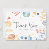 Waterverf Baby Astronaut Space Theme Baby shower Bedankkaart (Voorkant)