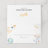 Waterverf Baby Astronaut Space Theme Baby shower Plaatskaartje (Buitenkant ongevouwen)