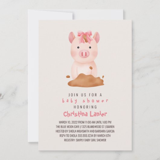 Waterverf Baby baby Pig Cute Whimsical Kaart (Voorkant)
