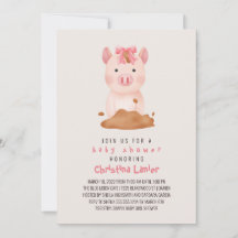 Waterverf Baby baby Pig Cute Whimsical