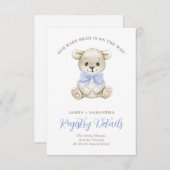 Waterverf Baby Beer Blue Bow Gift Registry Aankondiging (Voorkant / Achterkant)