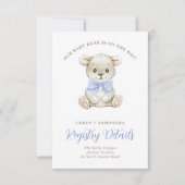 Waterverf Baby Beer Blue Bow QR Code Registry Aankondiging (Voorkant)