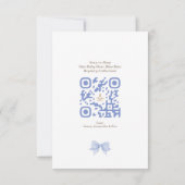 Waterverf Baby Beer Blue Bow QR Code Registry Aankondiging (Achterkant)