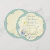 Waterverf Baby Bird BL Baby shower Uitnodiging (Voorkant / Achterkant)