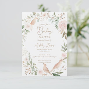 Waterverf baby Bird Bloembladeren baby shower Kaart