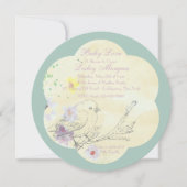 Waterverf Baby Bird PK Baby shower Uitnodiging (Voorkant)