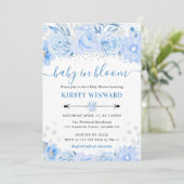 Waterverf Baby Blauw Winterbloemen Baby shower Kaart (Staand voorkant)