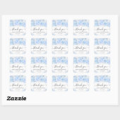 Waterverf Baby Blauw Winterbloemen Baby shower Vierkante Sticker (Vel)