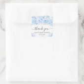 Waterverf Baby Blauw Winterbloemen Baby shower Vierkante Sticker (Tas)