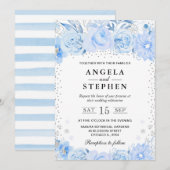 Waterverf Baby Blauw Winterbloemen Bruiloft Kaart (Voorkant / Achterkant)