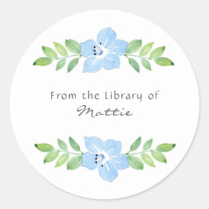 Waterverf Baby Blue Eyes Floral Swag Ronde Sticker