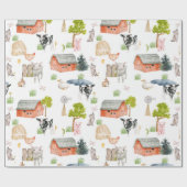 Waterverf Baby-boerderijdieren douchen neutraal Cadeaupapier (Vlak)