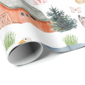 Waterverf Baby-boerderijdieren douchen neutraal Cadeaupapier (Rol Hoek)