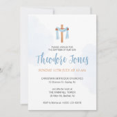 Waterverf Baby Boy Baptism Uitnodiging Kaart (Voorkant)