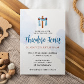 Waterverf Baby Boy Baptism Uitnodiging Kaart