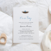 Waterverf Baby Boy Bird's Nest Baby shower Kaart