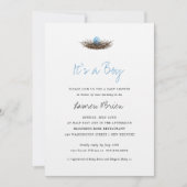 Waterverf Baby Boy Bird's Nest Baby shower Kaart (Voorkant)