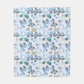 Waterverf Baby Boy Blue Pattern met speelgoed kler Fleece Deken (Voorkant)
