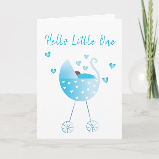 Waterverf Baby Boy Carriage Gefeliciteerd Blue Kaart (Voorkant)