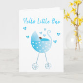 Waterverf Baby Boy Carriage Gefeliciteerd Blue Kaart (Gele Bloem)