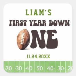 Waterverf Baby Boy Football Eerste Jaar Down Vierkante Sticker