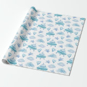 Waterverf Baby Boy Pattern Babyshower Cadeaupapier (Uitgerold)