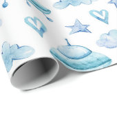 Waterverf Baby Boy Pattern Babyshower Cadeaupapier (Rol Hoek)