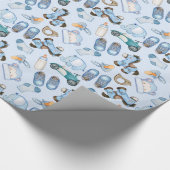 Waterverf Baby Boy Pattern met speelgoed Clothes B Cadeaupapier (Hoek)