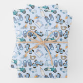 Waterverf Baby Boy Pattern met speelgoed Clothes B Inpakpapier Vel (In situ)