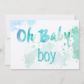 Waterverf Baby Boy Shower-uitnodigingen verven met Kaart (Achterkant)