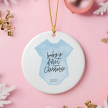 Waterverf Baby Boy's eerste kerst Ornament