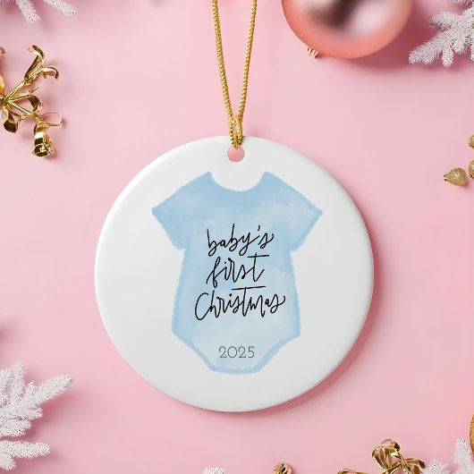 Waterverf Baby Boy's eerste kerst Ornament
