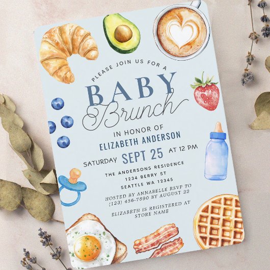 Waterverf Baby Brunch Boy Baby shower Kaart
